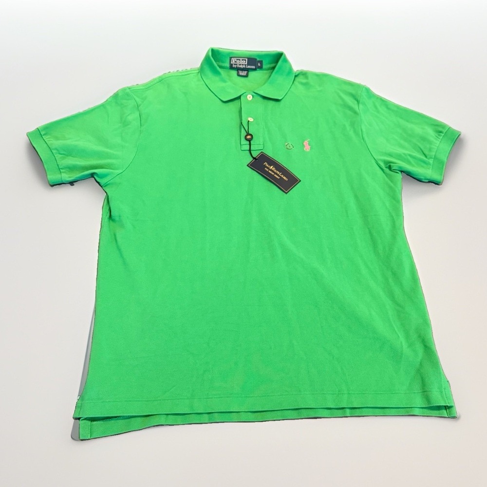 Polo Ralph Lauren Polo Shirt Mens L Green Short Sleeve Pink Pony New NOS NWT